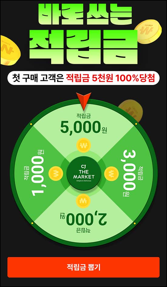  CJ더마켓 룰렛이벤트(랜덤 적립금 ~5,000원)즉당 전원