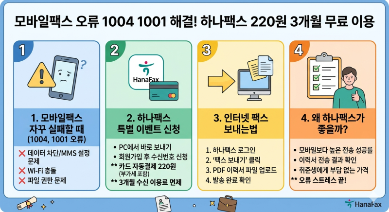 인터넷 팩스 보내기 하나팩스 220원 결제하고 3개월 공짜로 쓰기 모바일팩스 안될 때