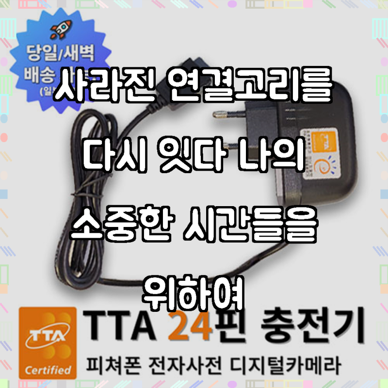 돌아온 추억의 명기, 온케어 24핀 TTA 충전기 애니콜 2G폰 3G폰 피쳐폰 MP3 디지털카메라 전자사....
