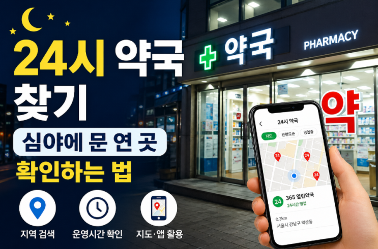  24시 약국 찾기, 심야에 문 연 곳 확인하는 법