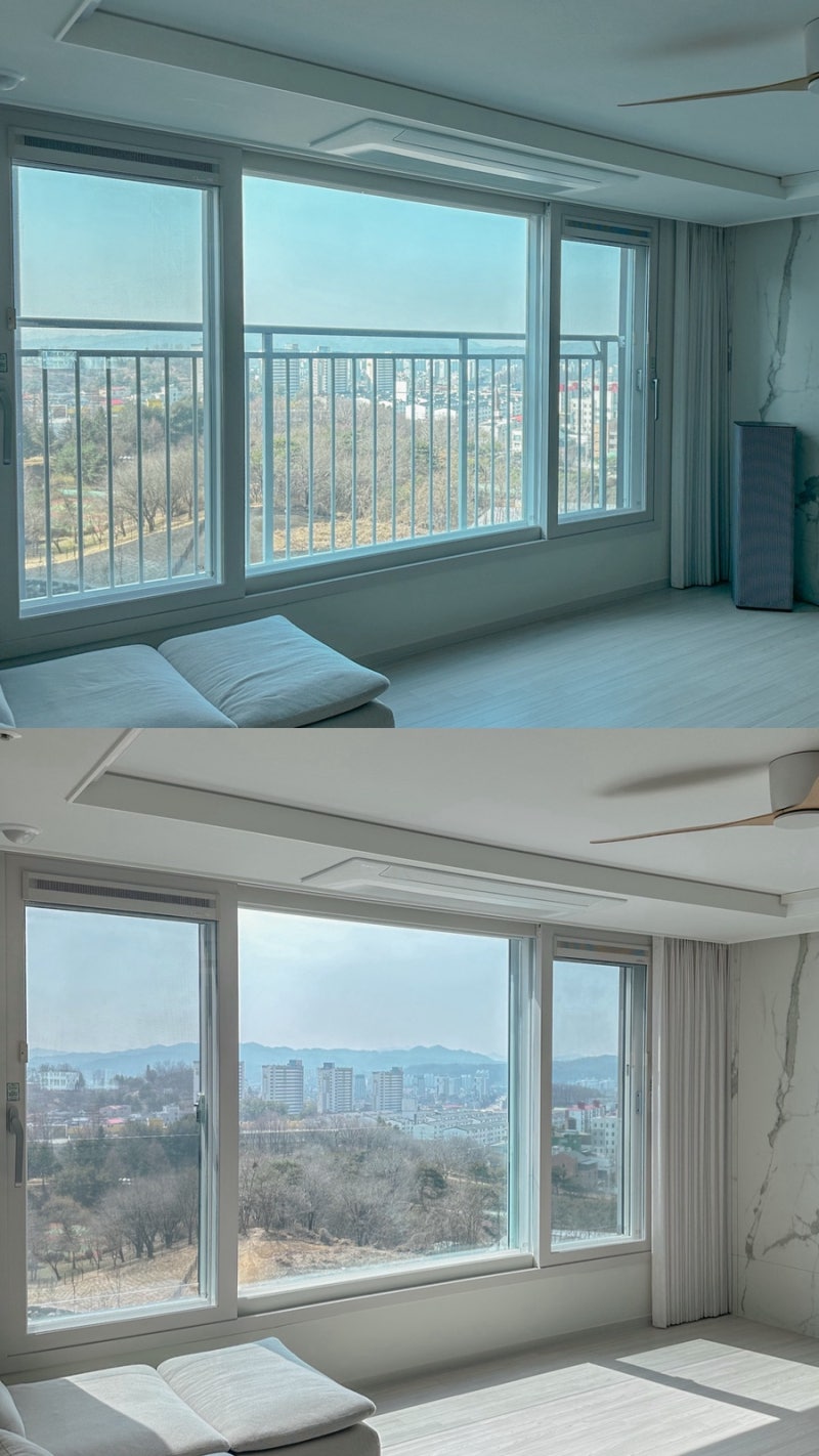 [고구려시스템 유리난간]{내돈내산}거실 뷰의 완성✨ 고구려시스템 유리난간 & 안전방충망 ....