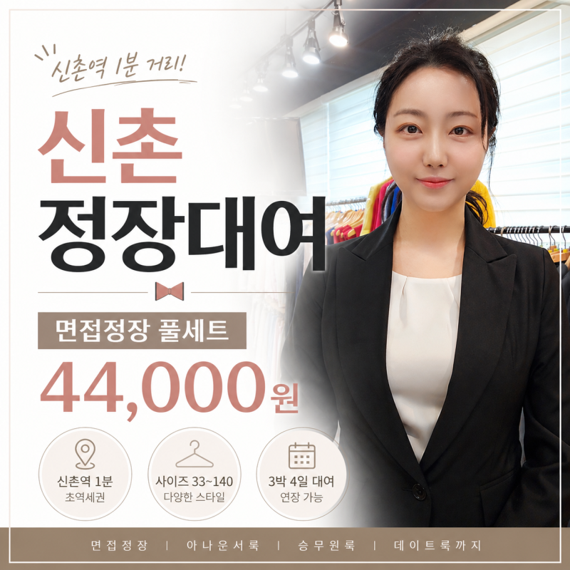[서울 신촌 정장대여] 면접정장 풀세트(44,000원)부터 데이트 원피스(22,000원)까지 (마이스윗인....