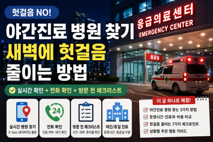  야간진료 병원 찾기, 새벽에 헛걸음 줄이는 방법