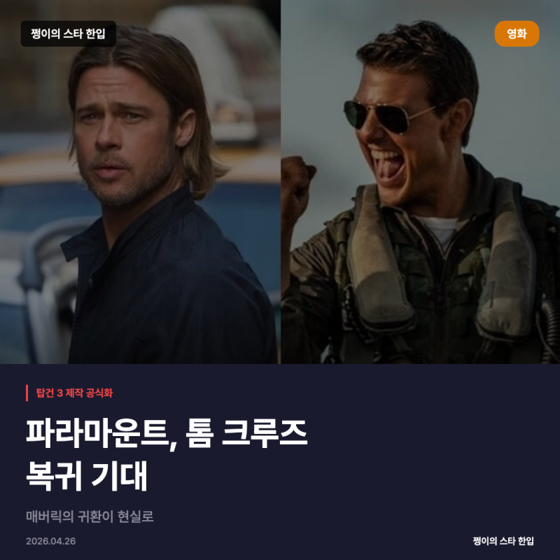탑건3 제작 확정, 톰크루즈 매버릭 이어 3편 복귀