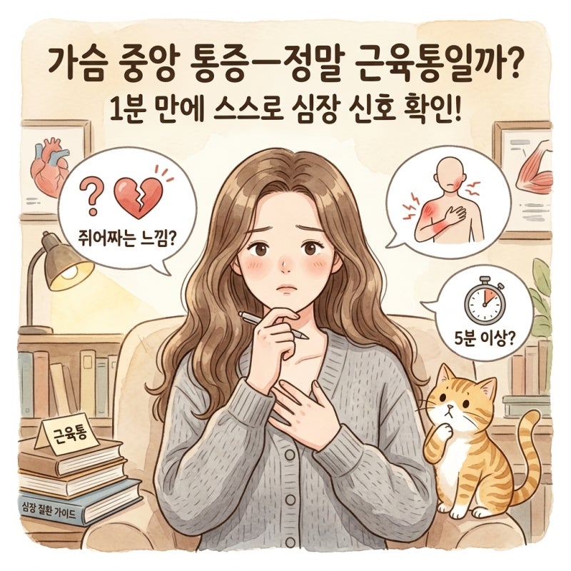 단순 근육통으로 오해하는 가슴 가운데 통증, 심장이 보내는 1분의 골든타임 체크리스트