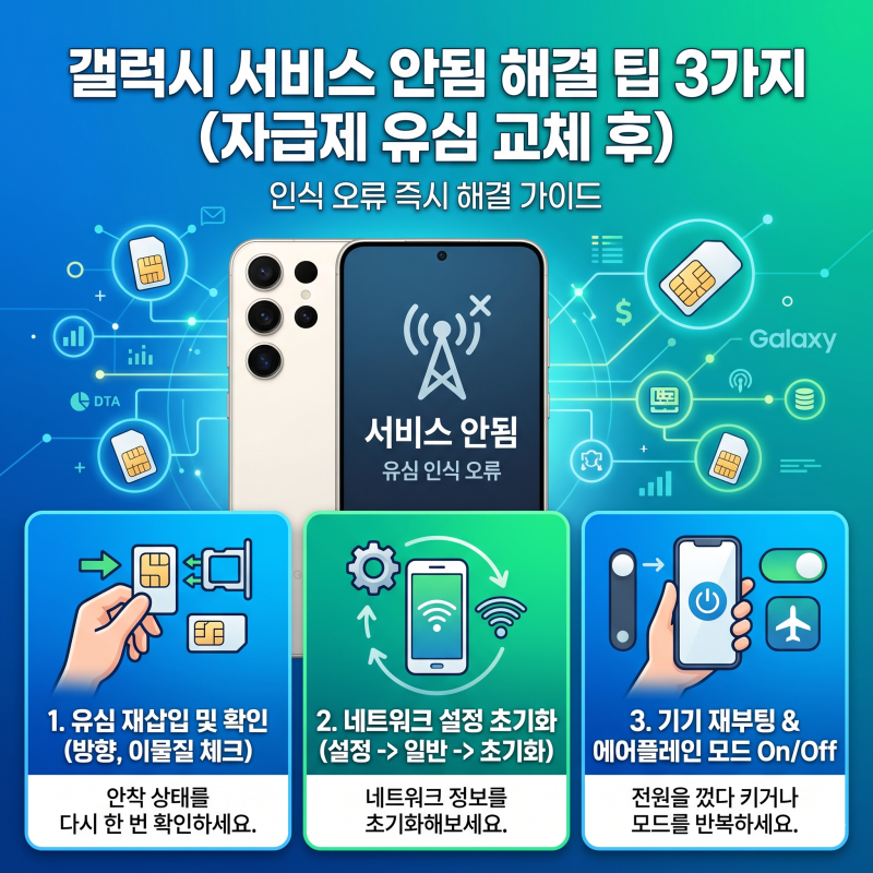 자급제 단말기 유심 교체 후 갤럭시 '서비스 안됨(인식 오류)' 3가지 해결 팁