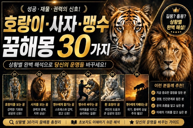 호랑이·사자·맹수 꿈해몽 30가지 총정리