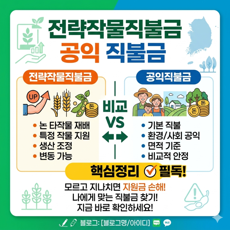 전략작물직불금 공익직불금 차이점 완전해설｜놓치면 손해 보는 지원금 핵심정리