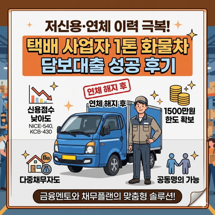  택배 사업자 대출 영업용 1톤 화물차 대출 후기 사례