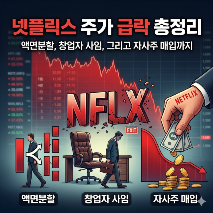  넷플릭스 주가 급락 총정리: 액면분할, 창업자 사임, 그리고 자사주 매입까지