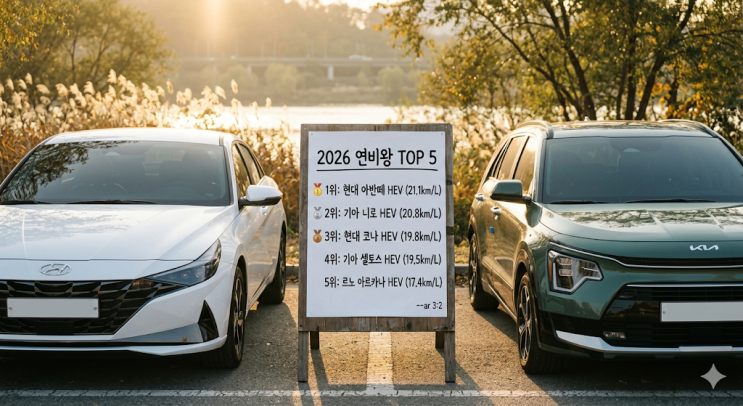“기름값 무섭다면 이 차가 답!” 2026 연비왕 ‘톱5’ 완벽 정리 (하이브리드·전기차)
