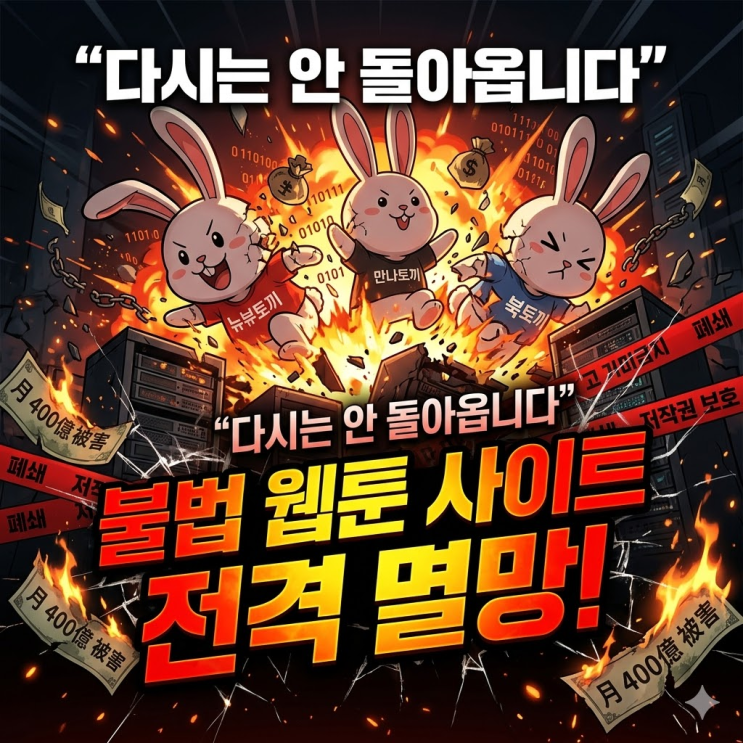  월 400억 피해 ‘뉴토끼’ 전격 폐쇄! 마나토끼 북토끼 서비스 종료 진짜 이유 3가지