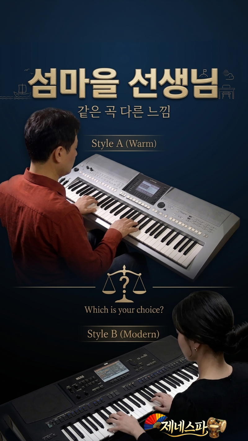 이미자의 명곡 ‘섬마을 선생님’을 두 가지 분위기의 올겐 연주로 비교해봤습니다.