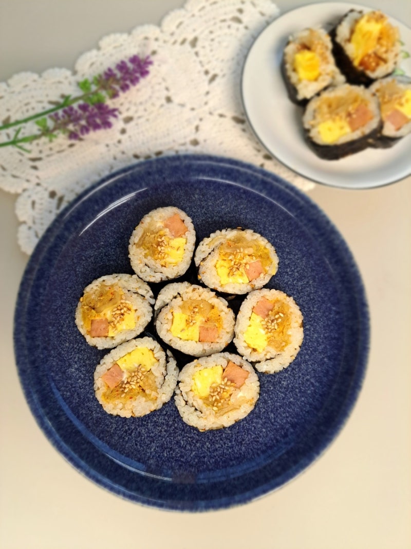 묵은지 스팸김밥 만들기 계란 집김밥 레시피 간단한 묵은지 요리