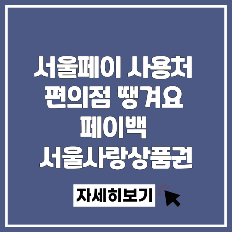 서울페이 사용처 편의점 ·땡겨요·페이백 사용기간 서울사랑상품권 사용법