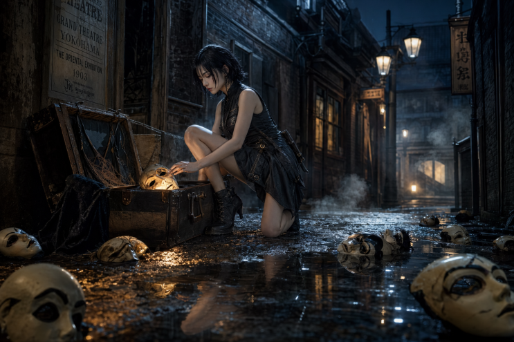  뒷골목의 소녀 일러스트