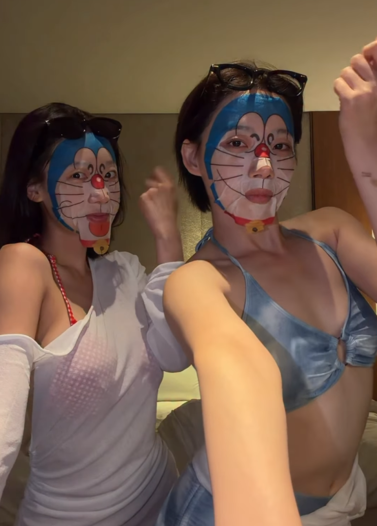  우수한X하지원, 비키니와 도라에몽 마스크팩으로 MZ세대 저격한 역대급 챌린지!