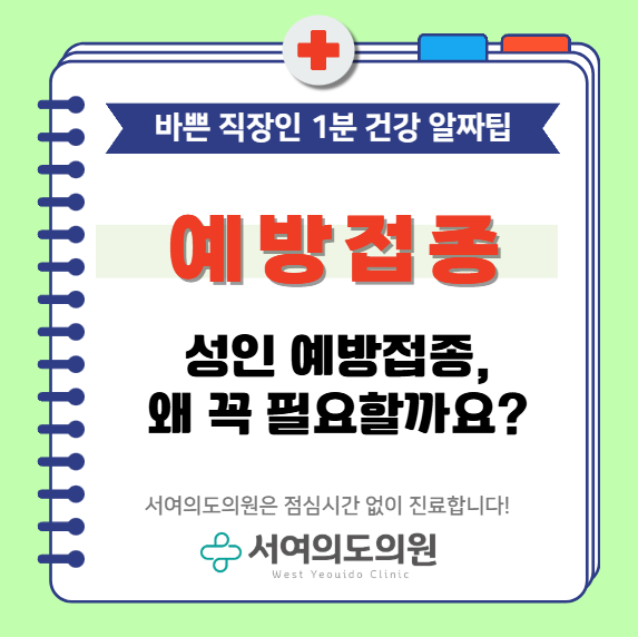 ✔️예방접종,성인에게 더 중요한 이유! 필수 예방접종 종류(서여의도의원/내과/이비인후과/....