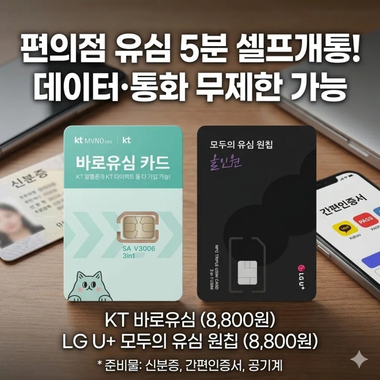  편의점 선불유심으로 KT·LG U+ 셀프개통, 이렇게 하면 됩니다