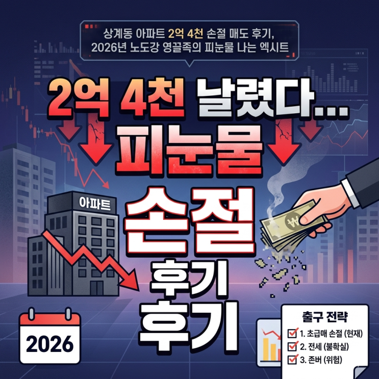  상계동 아파트 2억 4천 손절 매도 후기, 2026년 노도강 영끌족의 피눈물 나는 엑시트