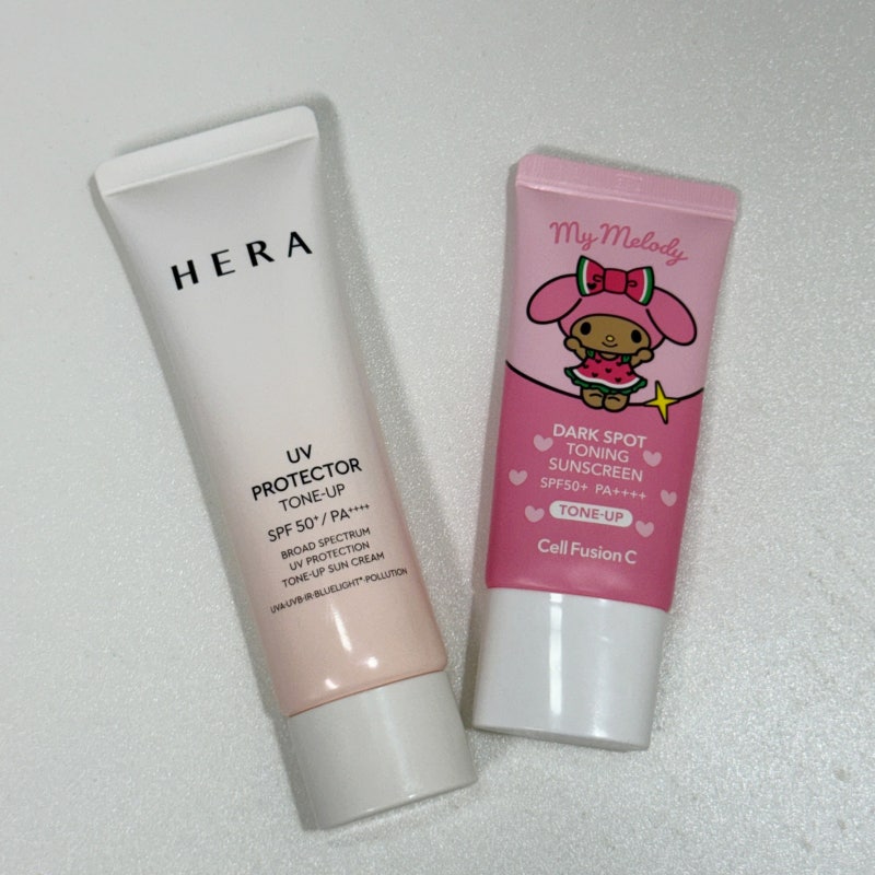 헤라 uv 프로텍터 톤업 선크림 vs 셀퓨전씨 톤업 선크림 가격 차이만큼 다를까?