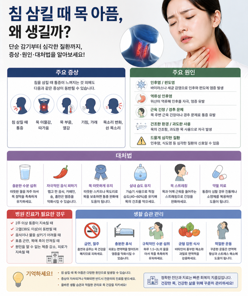 목통증 목아플때 침삼킬때목아픔 증상 원인 대처법