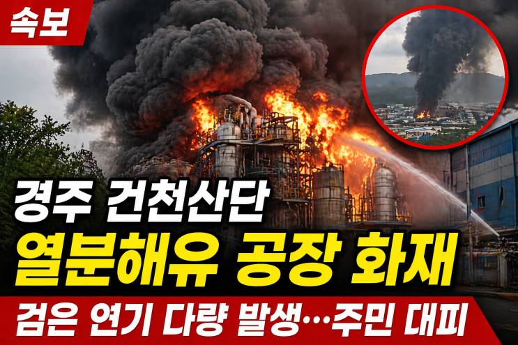 <b>경주</b>시 <b>건천</b>읍 용명리... 공장 <b>화재</b> 발생, 검은 연기 확산 상황... 