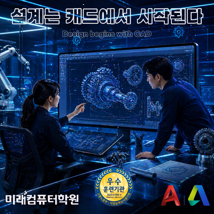 부산, 김해, 양산 국비지원 AutoCAD 실무 배우고 CAT 2급 자격증 취득! 캐드원 취업까지 완성하는 과정