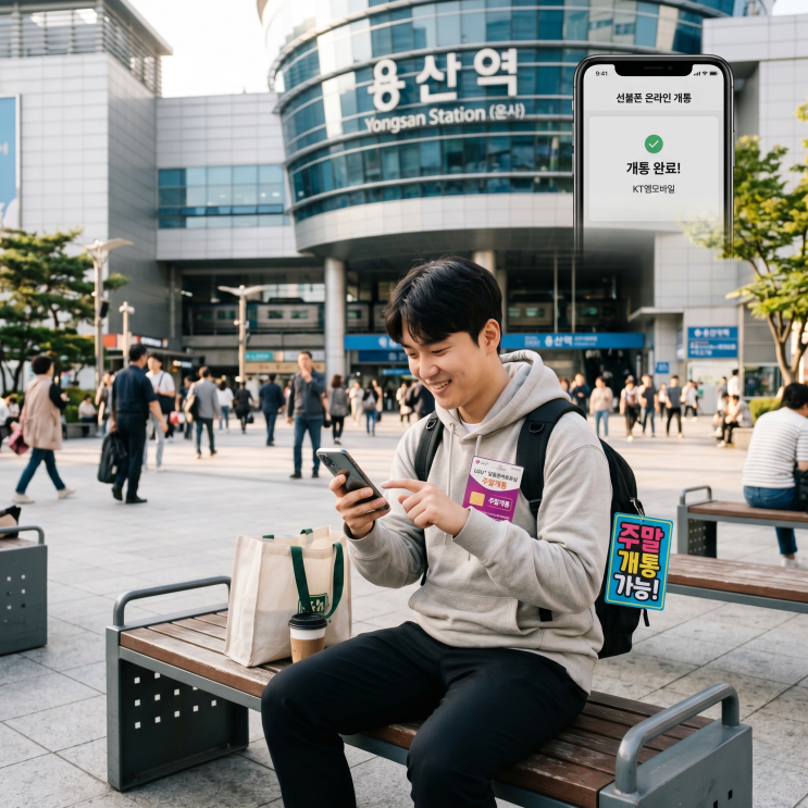 용산역선불폰 토요일 일요일 주말 개통은 온라인으로