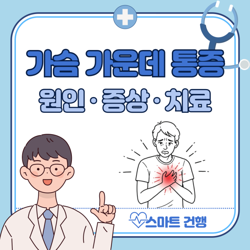 가슴 가운데 통증 원인 5가지, 대처법 : 뼈 통증은?