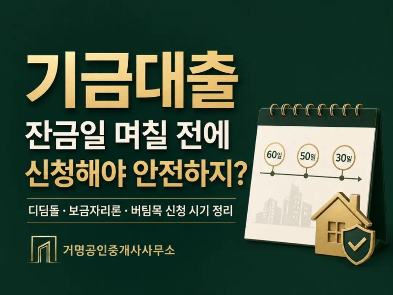 디딤돌·보금자리론·버팀목, 잔금일 며칠 전에 신청해야 할까