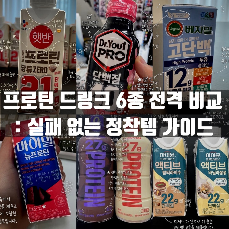 당류 0g 부터 단백질 40g 까지, 인생 프로틴 음료 계급도 프로틴 드링크 6종 전격 비교