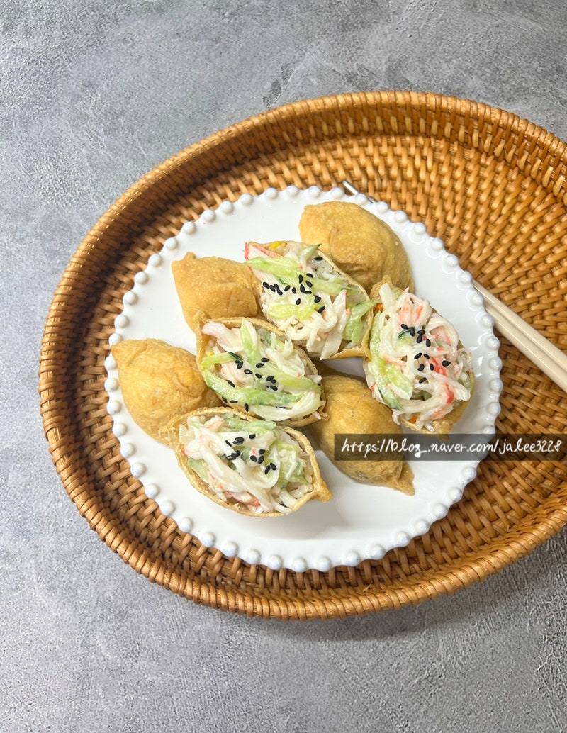 오이 크래미 마요 유부초밥 만들기 맛살 토핑 유부초밥 도시락 레시피