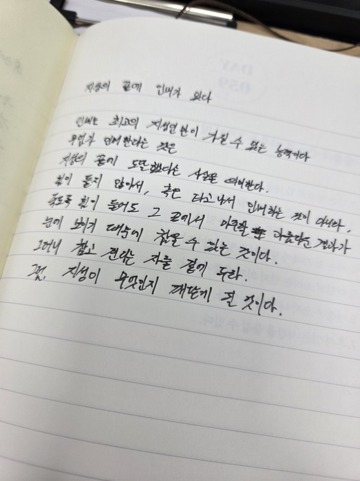  [100일 필사노트] 지성의 끝에 인내가 있다.