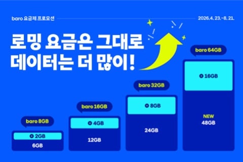 T로밍 baro요금제 데이터 더주는 프로모션 (26.04~)