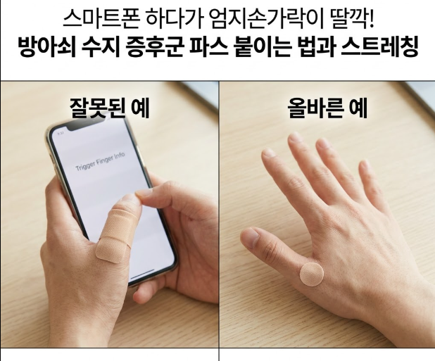 스마트폰 하다가 엄지손가락이 딸깍! 방아쇠 수지 증후군 파스 붙이는 법과 스트레칭