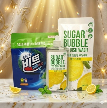 섬유유연제가 필요없는 비트 캡슐세제 슈가버블 주방세제 리필 끈케이스