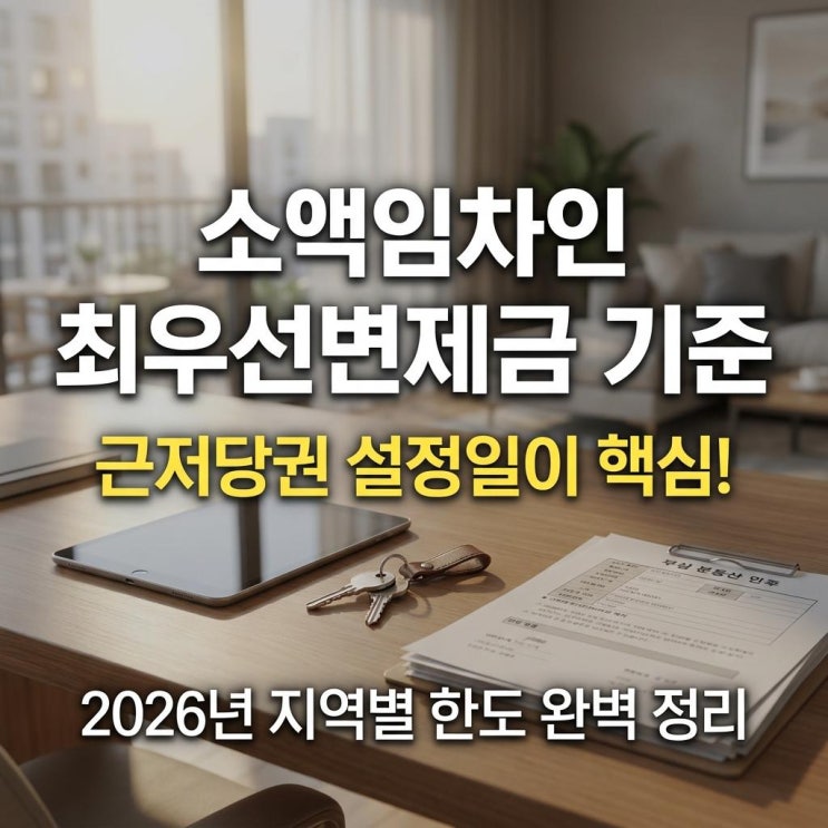  소액임차인 최우선변제금 기준 근저당권 설정일이 핵심! 2026년 지역별 한도 완벽 정리