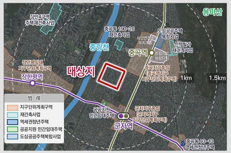  군자역세권의 변신! 광진구 중곡1동 35층 대단지 재개발 2,200세대 랜드마크 탄생 예고