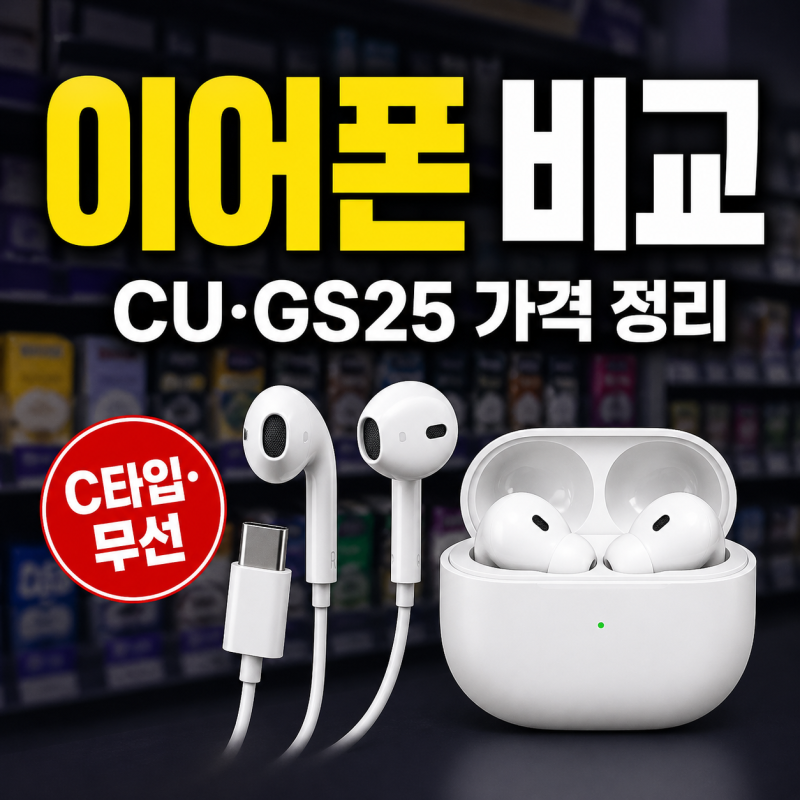 편의점 이어폰 가격, CU GS25 C타입 유선 무선 제품별 차이 정리