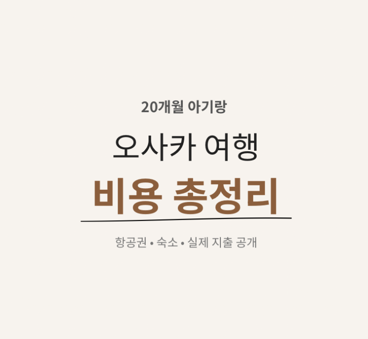  [3] 20개월 아기랑 오사카 여행 준비 비용 총정리 (항공권·숙소·출국 전 실제 지출 공개)