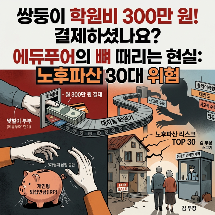  쌍둥이 학원비 월 300만 원 결제하다 뼈맞은 에듀푸어 현실 (노후파산 리스크 Top 30)