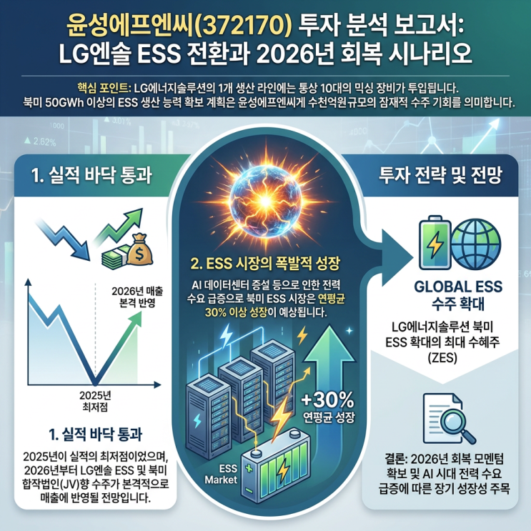  윤성에프엔씨(372170) 투자 분석 보고서: LG엔솔 ESS 전환과 2026년 회복 시나리오