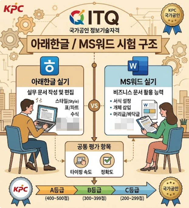 한국생산성본부(KPC) 국가공인 정보기술자격(ITQ) 아래한글/MS워드 자격증 소개
