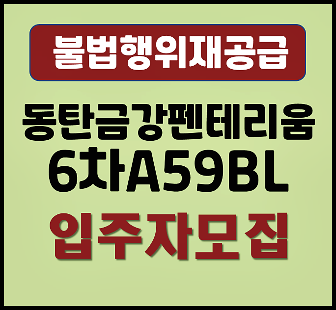  동탄신도시 금강펜테리움 6차 센트럴파크 A59BL 불법행위재공급 무순위 청약 (분양가, 시세차익)