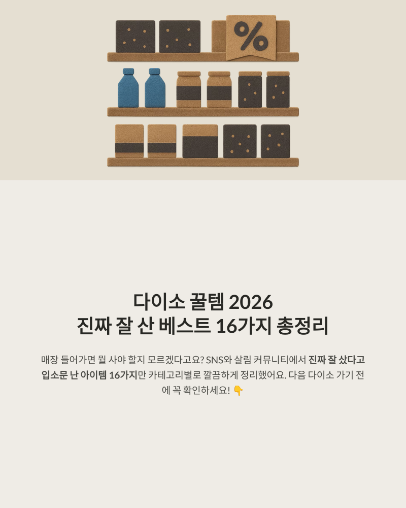 다이소 꿀템 추천 2026 진짜 잘 산 베스트 16가지 총정리