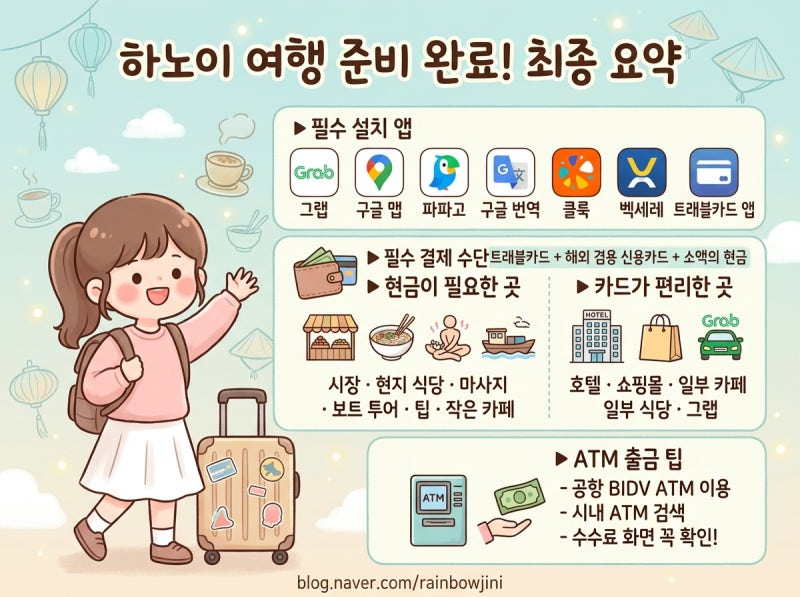 하노이 여행 필수앱 준비물 총정리 그랩, 구글맵, 파파고, 환전, 트래블카드까지