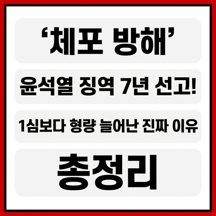 '<b>체포 방해</b>' <b>윤석열</b> 징역 7년 선고! 1심보다 형량 늘어난 진짜... 