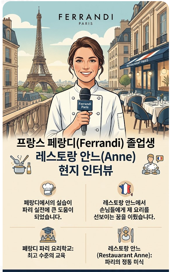  프랑스 페랑디(Ferrandi) 졸업생 레스토랑 안느(Anne) - 유학펜 회원 현지 인터뷰