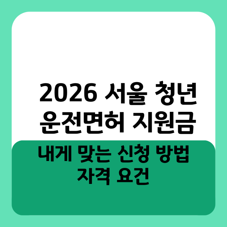  2026 서울 청년 운전면허 지원금 내게 맞는 신청 방법과 자격 요건